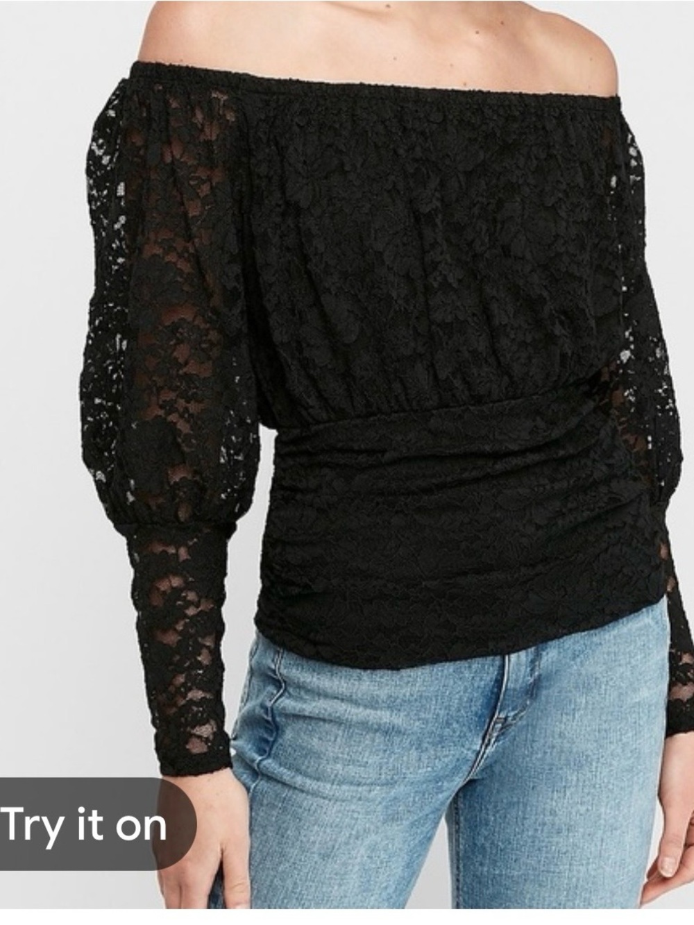 Express Black Off-Shoulder Lace Women’s Top